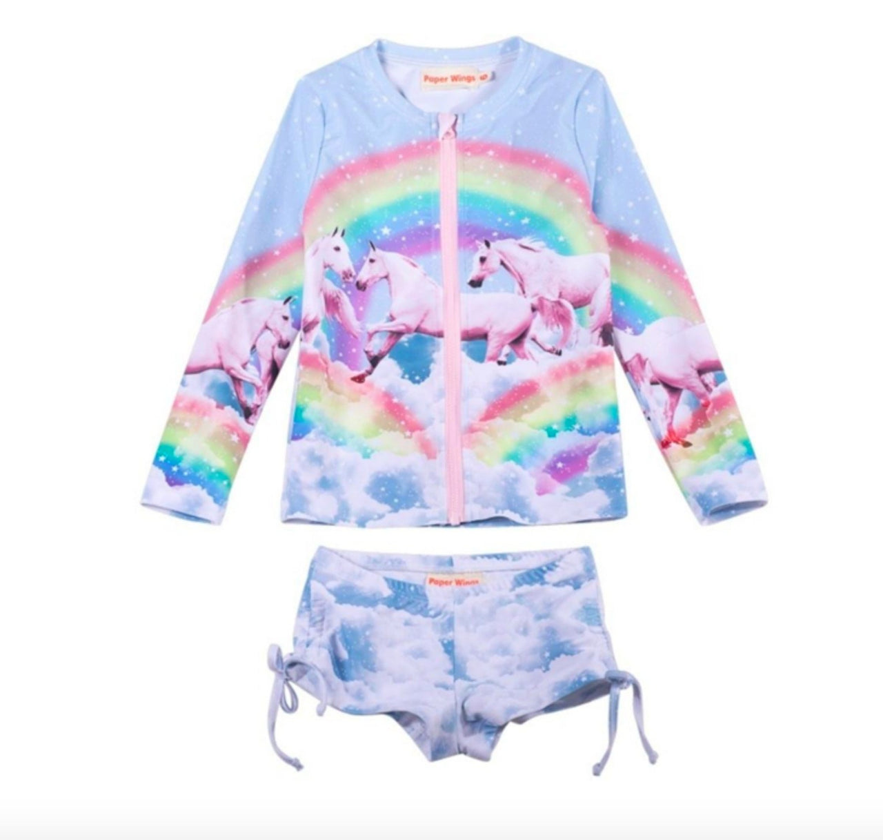 Paper Wings Rainbow Unicorn Rashie Swim Set | HONEYPIEKIDS 