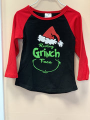 Resting Grinch Face Long Sleeve Shirt | HONEYPIEKIDS 