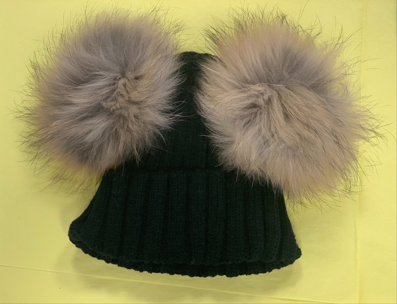 Kids and Adults Ribbed Cuffed Double Fur Pom Hat | HONEYPIEKIDS 