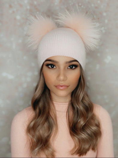 Kids and Adults Ribbed Double Fur Pom Angora Hat | HONEYPIEKIDS | Kids Boutique Clothing