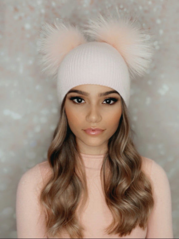 Kids and Adults Ribbed Double Fur Pom Angora Hat | HONEYPIEKIDS | Kids Boutique Clothing