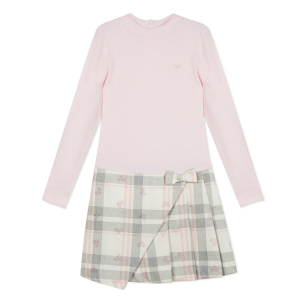Lili Gaufrette Girls Pink Plaid Long Sleeve Dress | HONEYPIEKIDS | Kids Boutique Clothing
