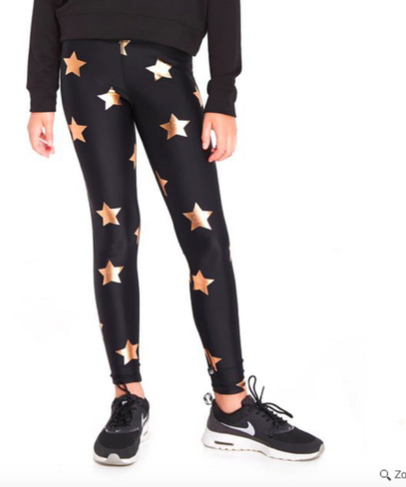 Terez Girls Rose Gold Star Foil Leggings | HONEYPIEKIDS | Kids Boutique Clothing