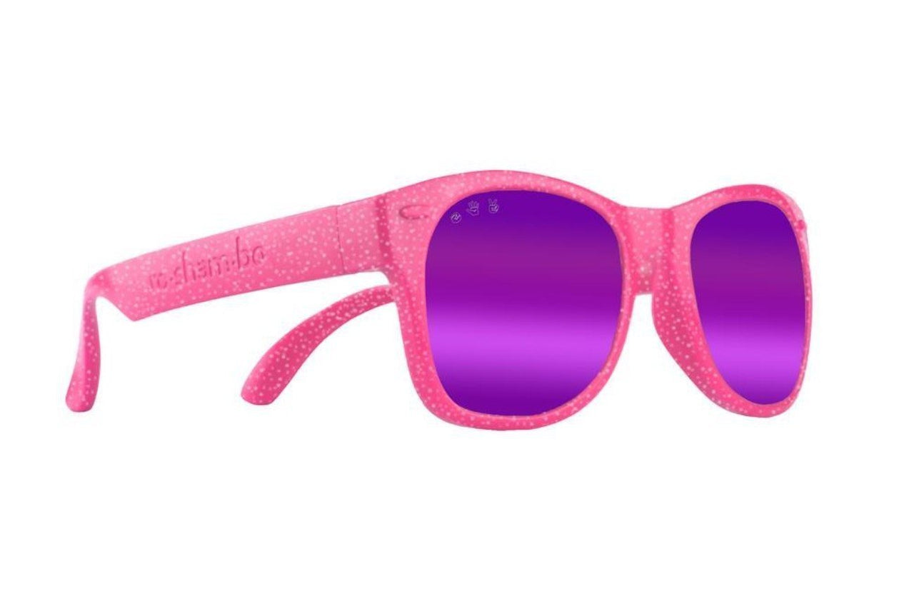 Roshambo Kids Polarized Sunglasses - KELLY KAPOWSKI Mirrored Pink Glitter - 2 Sizes | HONEYPIEKIDS 
