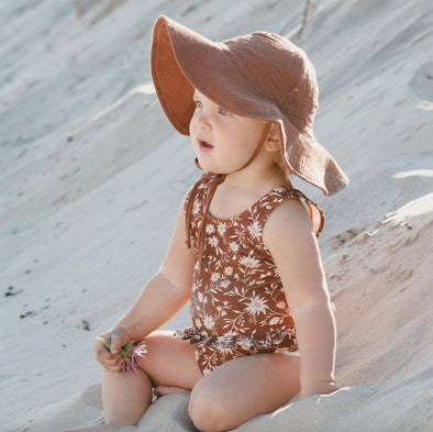 Rylee + Cru Baby & Toddler Girls Floppy Sun Hat In Redwood | HONEYPIEKIDS | Kids Boutique Clothing