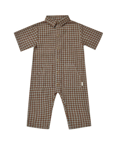 Rylee + Cru Boys Chocolate Gingham Rhett Jumpsuit | HONEYPIEKIDS | Kids Boutique Clothing