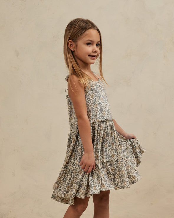 Rylee + Cru Girls Blue Floral Tiered Mini Dress | HONEYPIEKIDS