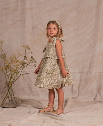 Rylee + Cru Girls Golden Ditsy Ruffle Swing Dress | HONEYPIEKIDS | Kids Boutique Clothing