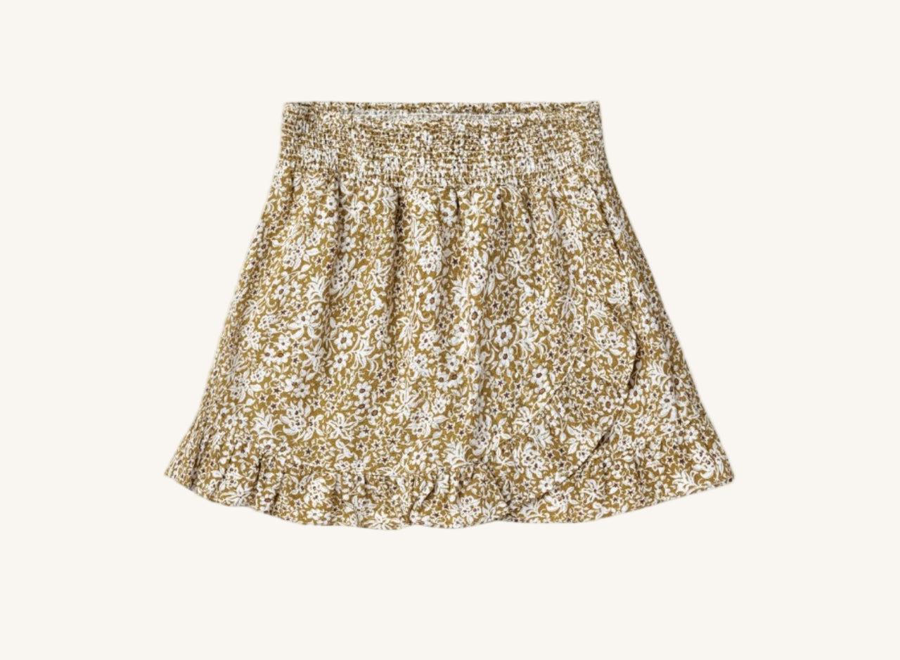 Rylee + Cru Girls Golden Ditsy Wrap Ruffle Skirt | HONEYPIEKIDS 