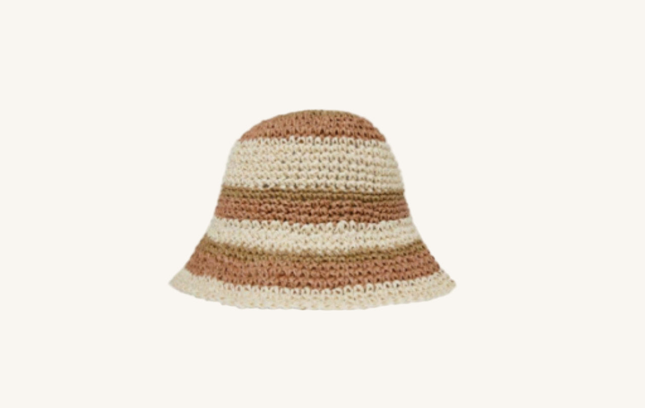 Rylee + Cru Girls Rafia Hat In Redwood Stripe | HONEYPIEKIDS 