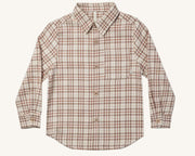 Rylee + Cru Boys L/S Mocha Plaid Collared Shirt | HONEYPIEKIDS 