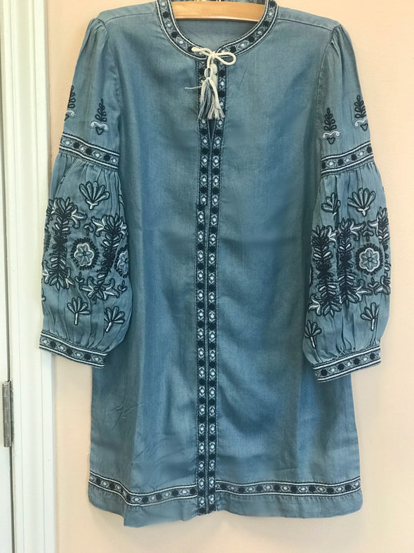 Blu & Blue Girls Denim Salma Dress | HONEYPIEKIDS | Kids Boutique Clothing