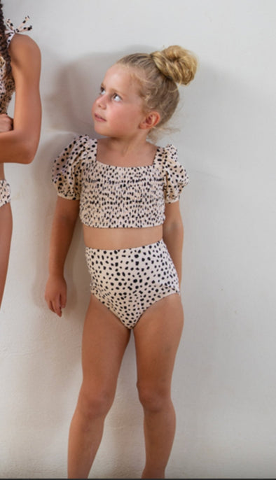Shade Critters Girls High Waist Dalmation Leopard Pattern Bikini | HONEYPIEKIDS | Kids Boutique Clothing