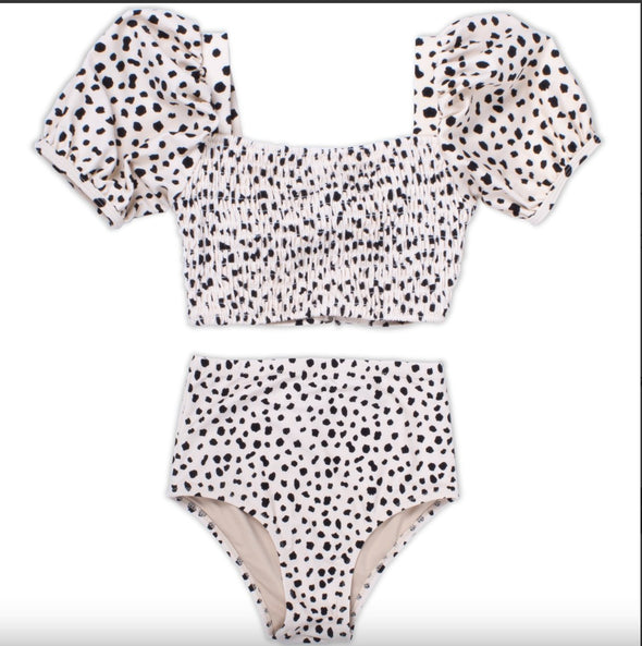 Shade Critters Girls High Waist Dalmation Leopard Pattern Bikini | HONEYPIEKIDS | Kids Boutique Clothing
