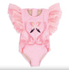 Shade Critters Pink Flamingo Tulle Shoulder One Piece Swimsuit | HONEYPIEKIDS