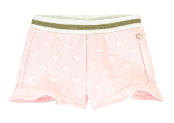 Lili Gaufrette Infant & Youth Girls Pink Jacquard Heart Shorts | HONEYPIEKIDS | Kids Boutique Clothing
