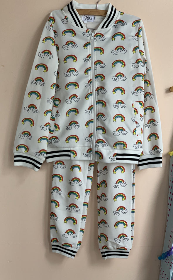 Lola and The Boys Girls Smiley Rainbow Jacket and Jogger Set | HONEYPIEKIDS | Kids Boutique Clothing