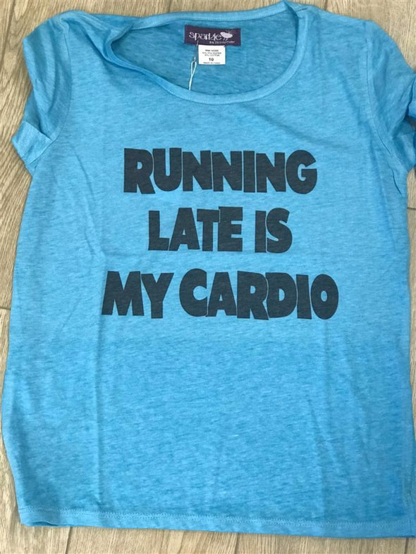 Girls Running Late Is My Cardio t shirt | HONEYPIEKIDS | Kids Boutique Clothing