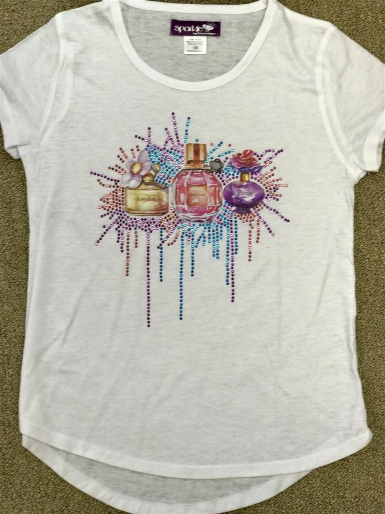 Sparkle By Stoopher Girls Crystal Perfume Bottles Shirt | HONEYPIEKIDS 