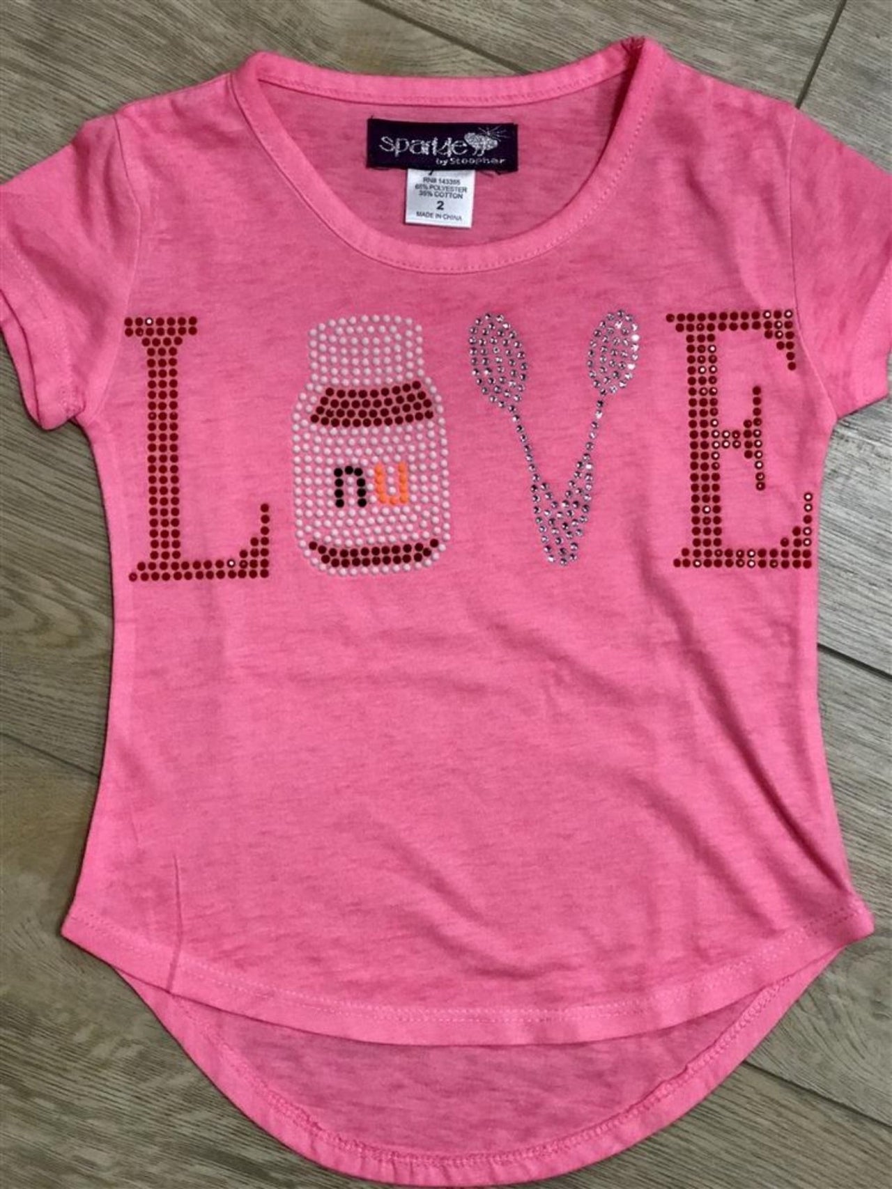 Sparkle By Stoopher Girls Crystal Pink Nutella S/S Shirt | HONEYPIEKIDS 