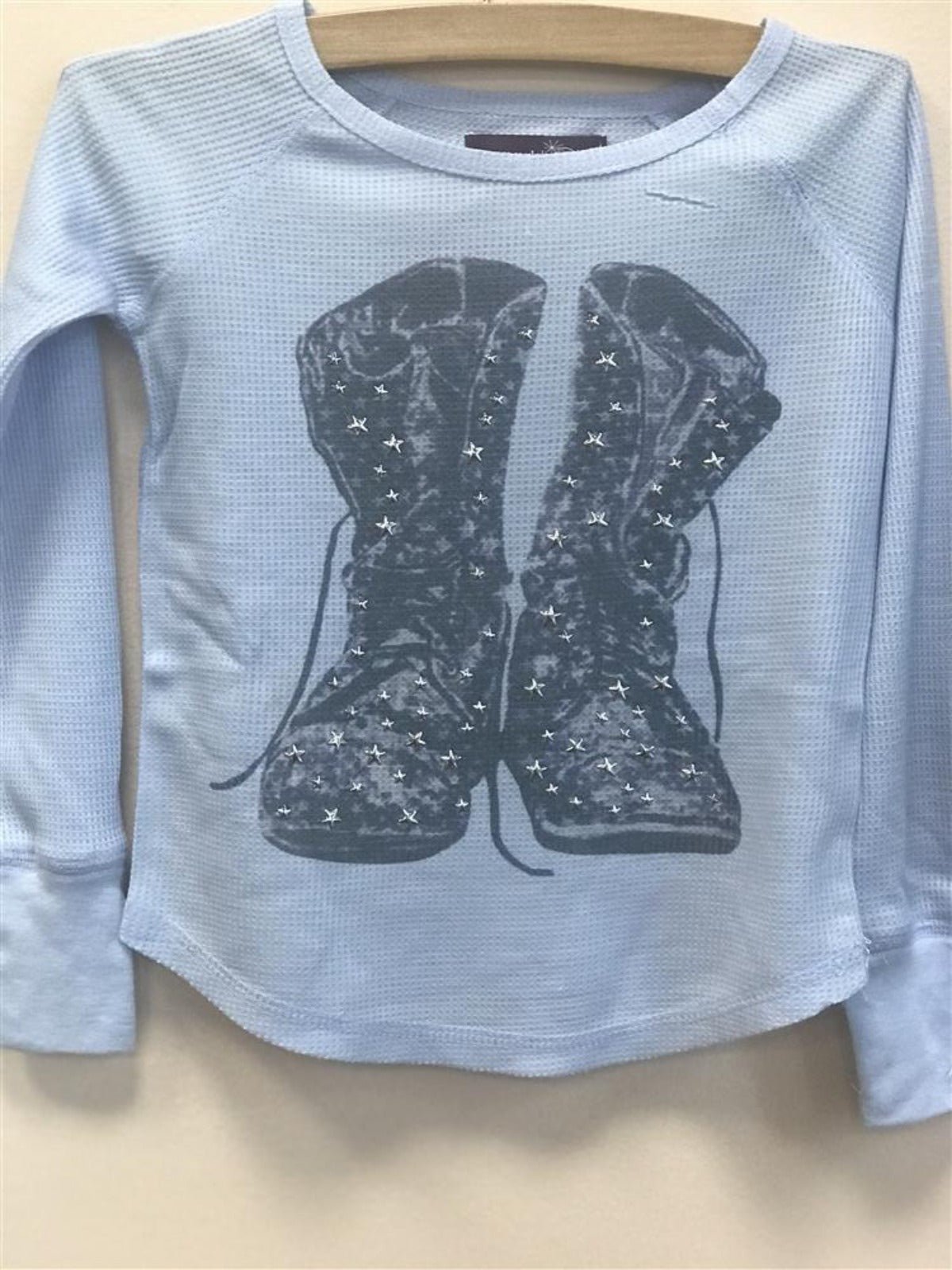 Sparkle By Stoopher Girls L/S Studded Stars on Boots Shirt | HONEYPIEKIDS 