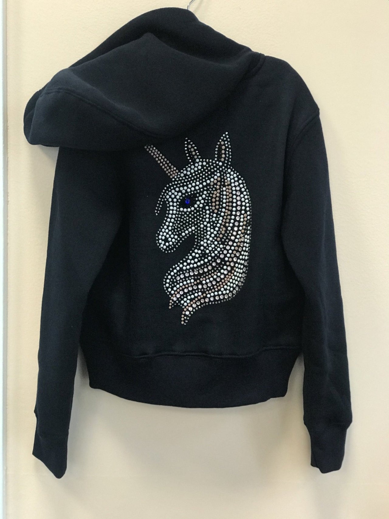 Sparkle By Stoopher Girls Navy Unicorn Bling Crystal Zip up Hooded Jacket | HONEYPIEKIDS 