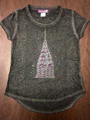 Sparkle By Stoopher Girls S/S Crystal New York Skyscraper Shirt | HONEYPIEKIDS 