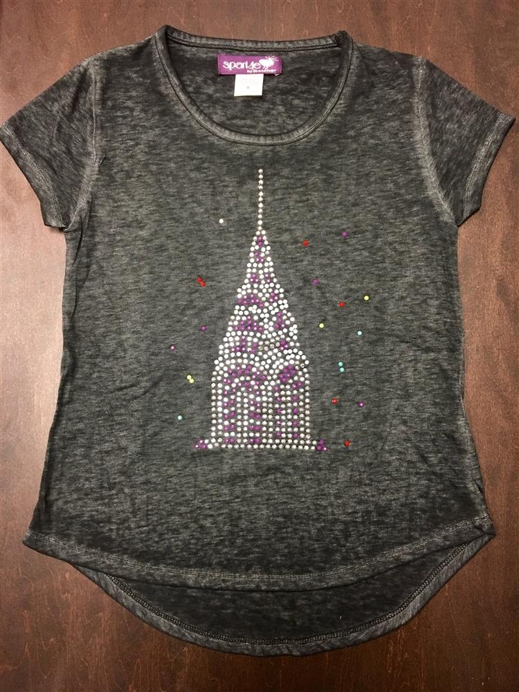 Sparkle By Stoopher Girls S/S Crystal New York Skyscraper Shirt | HONEYPIEKIDS 