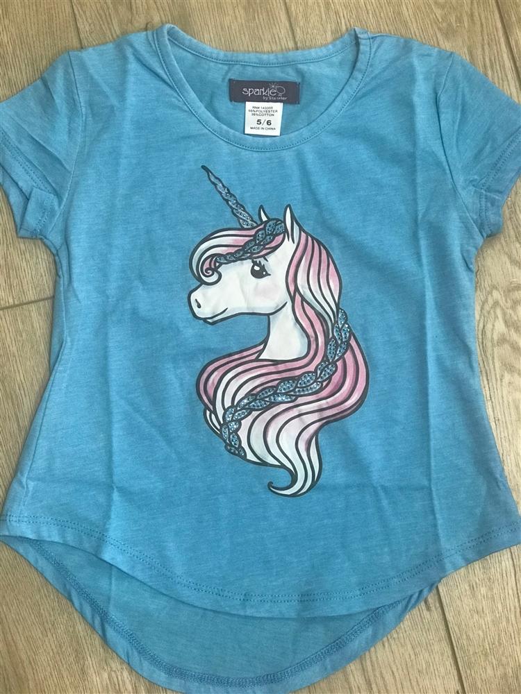 Sparkle By Stoopher Girls S/S Crystal Unicorn Tee | HONEYPIEKIDS 