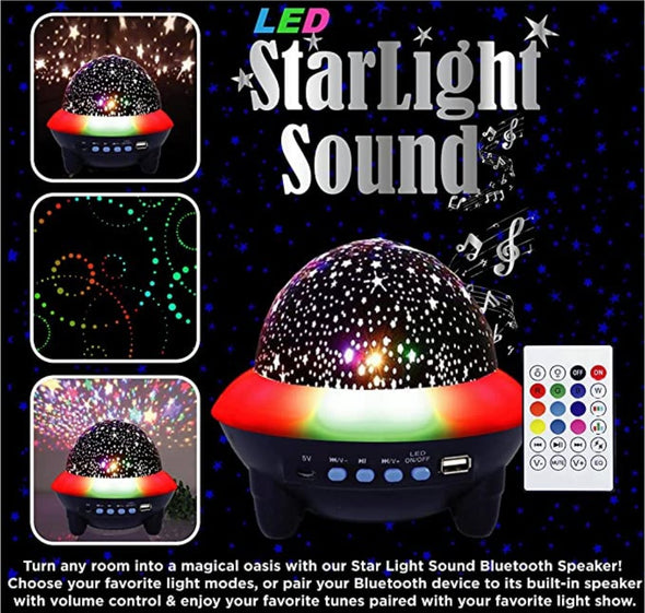 Starlight Sounds Wireless Bluetooth Speaker with LED Night Light Star Projector | HONEYPIEKIDS |