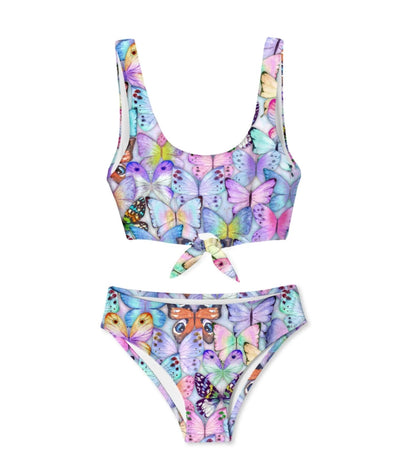 Stella Cove Girls 1000 Butterflies Chest Tied Bikini Swimsuit | HONEYPIEKIDS | Kids Swimwear
