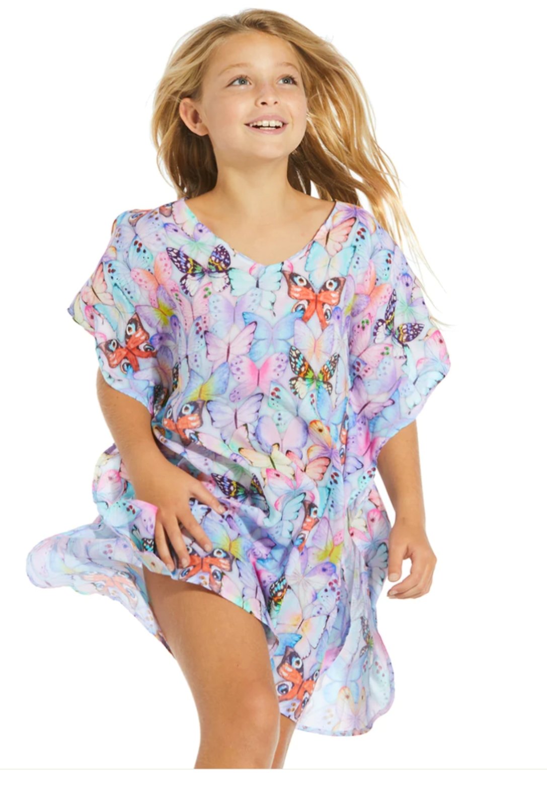 Stella Cove Girls 1000 Butterflies Swimsuit Cover Up Poncho | HONEYPIEKIDS 