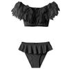 Stella Cove Girls Black Petals Draped Bikini Swimsuit | HONEYPIEKIDS | Kids Swimwear