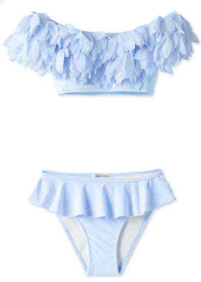 Stella Cove Girls Blue Petal Draped Bikini Swimsuit | HONEYPIEKIDS | Kids Swimwear
