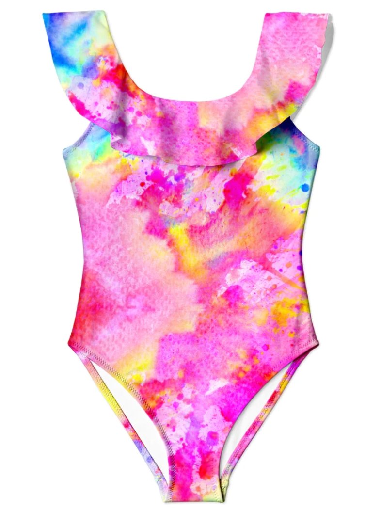 Stella Cove Girls Celebrate Pink Ruffle One Piece Swimsuit | HONEYPIEKIDS 
