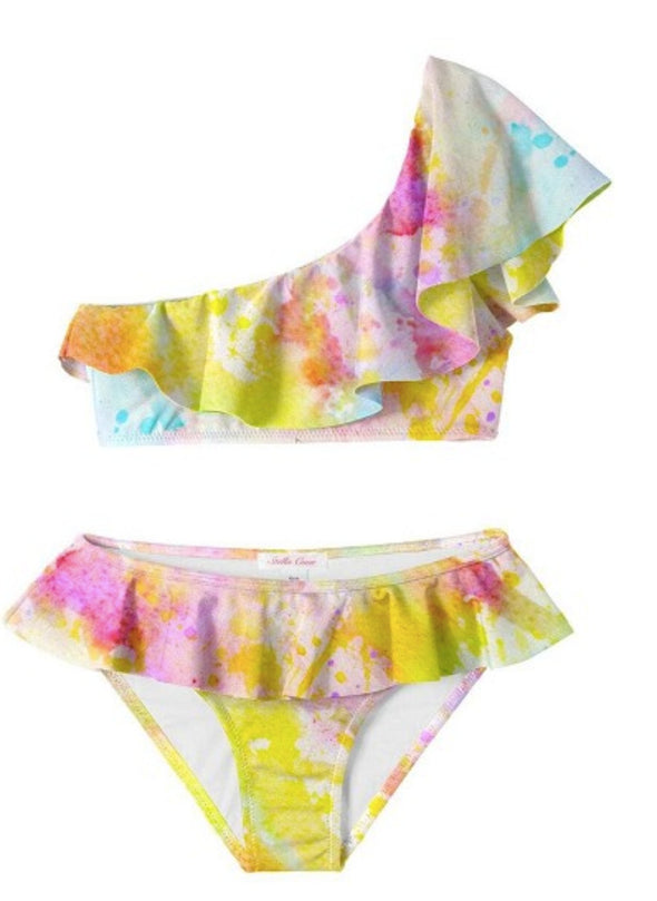 Stella Cove Girls Citrus Tie Dye One Shoulder Bikini Swimsuit | HONEYPIEKIDS | Kids Boutique 