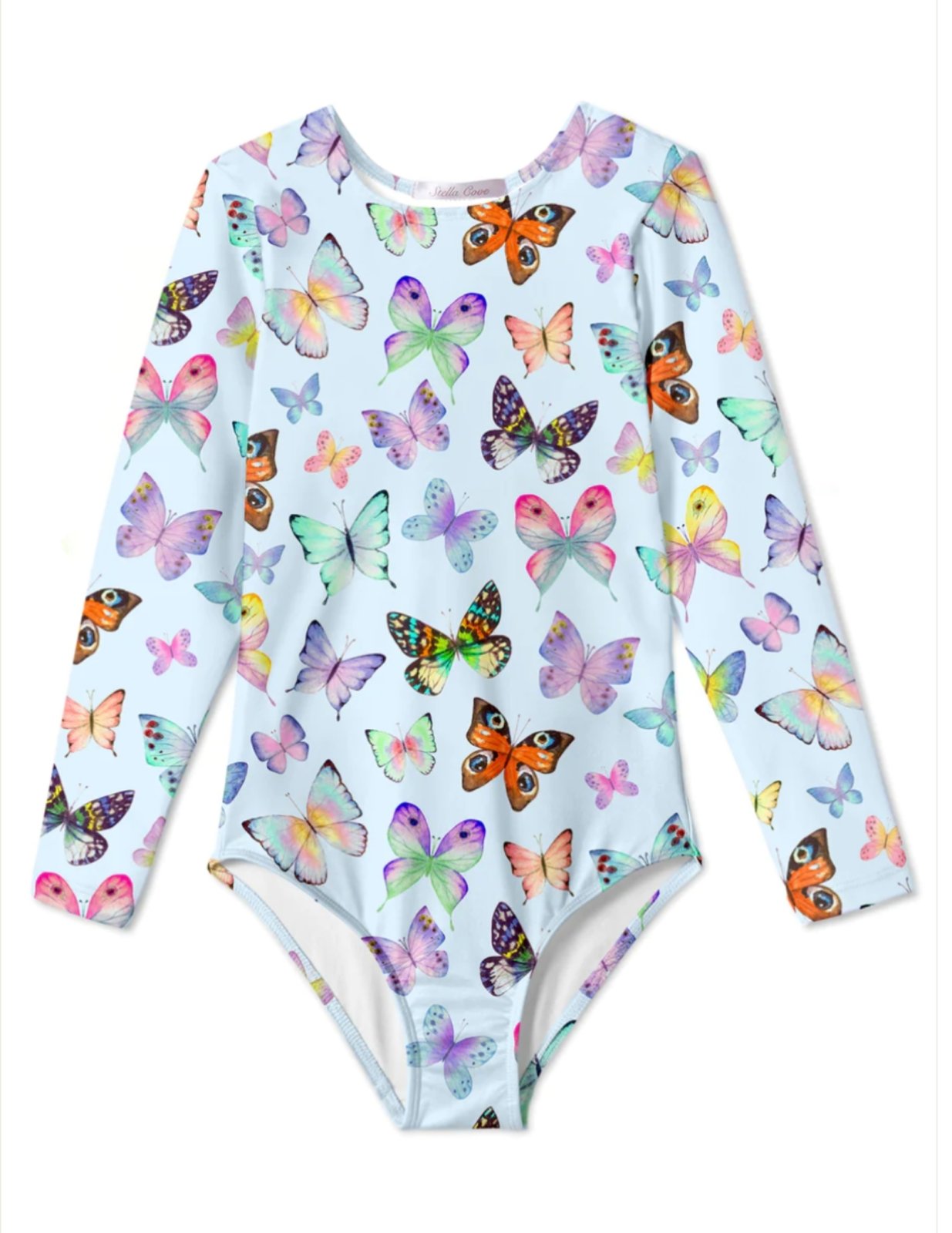 Stella Cove Girls More Butterflies Long Sleeve Swimsuit | HONEYPIEKIDS 