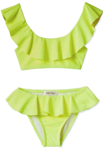 HONEYPIEKIDS | Stella Cove Girls Neon Yellow Draped Bikini