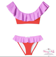 Stella Cove Girls Pink and Strawberry Color Bikini Swimsuit | HONEYPIEKIDS 