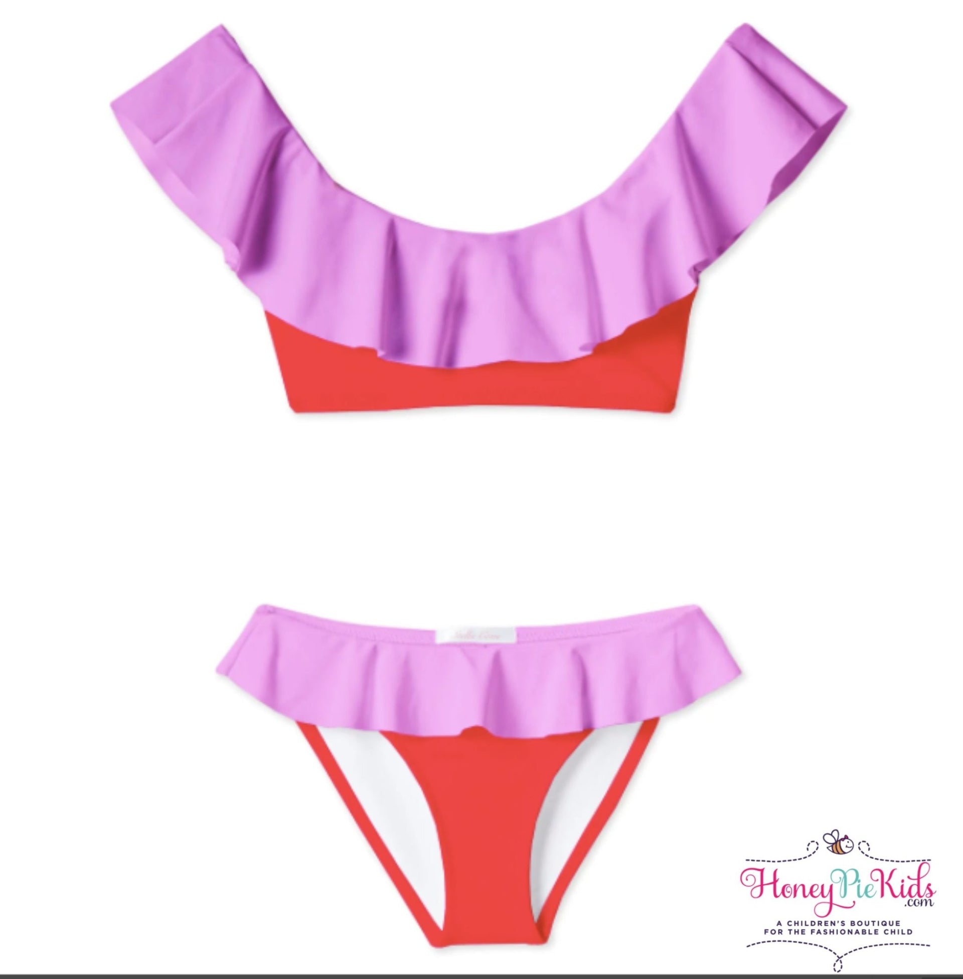 Stella Cove Girls Pink and Strawberry Color Bikini Swimsuit | HONEYPIEKIDS 