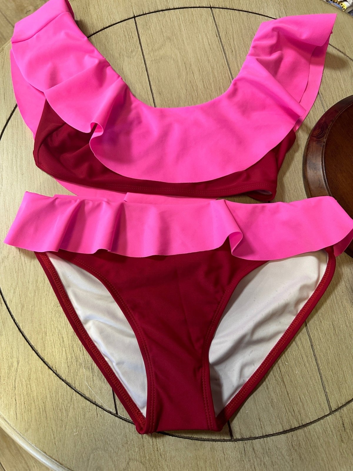 Stella Cove Girls Pink and Strawberry Color Bikini Swimsuit | HONEYPIEKIDS 