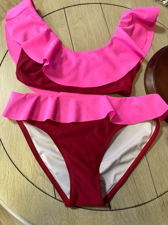 Stella Cove Girls Pink and Strawberry Color Bikini Swimsuit | HONEYPIEKIDS | Kids Boutique Clothing