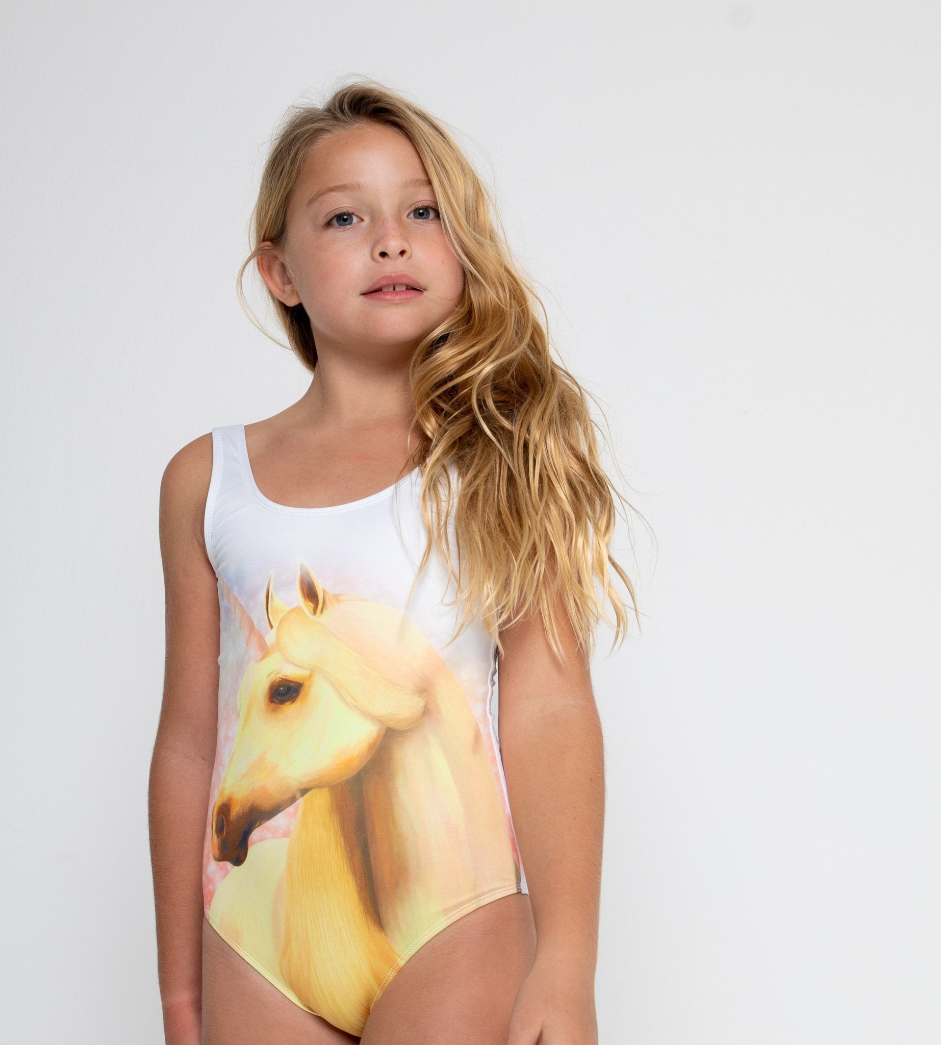 Stella Cove Girls Unicorn Tank Swimsuit With Pink Petals | HONEYPIEKIDS 