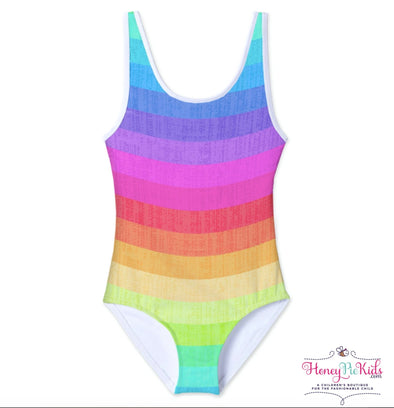 Stella Cove Girls Neon Rainbow Tank One Piece Swimsuit | HONEYPIEKIDS | Kids Boutique Clothing