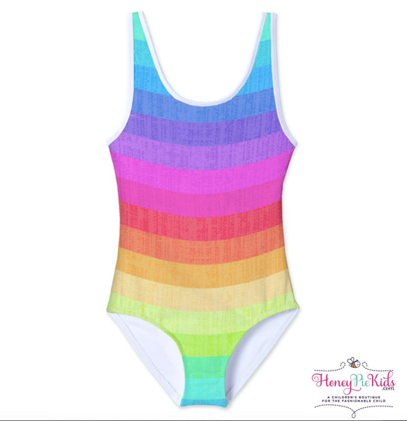 Stella Cove Girls Neon Rainbow Tank One Piece Swimsuit | HONEYPIEKIDS | Kids Boutique Clothing