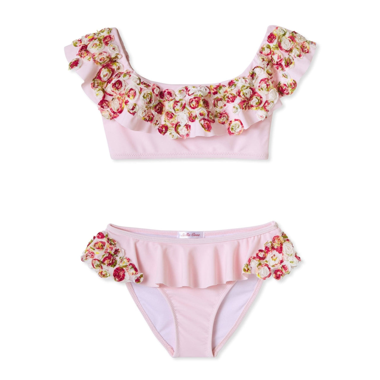 Stella Cove Pink W/ Multi Color Flowers Two Piece Swimsuit | HONEYPIEKIDS 