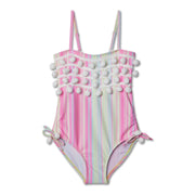 Stella Cove Striped Swimsuit with Pom Poms | HONEYPIEKIDS 