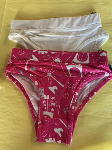 Sweet Bamboo 2 Piece Underwear In Pink Castle and Solid White Pattern | HONEYPIEKIDS | Kids Boutique Clothing
