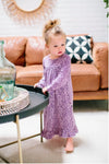 Sweet Bamboo Boho Dress in Leopard Purple Pattern | HONEYPIEKIDS | Kids Boutique Clothing