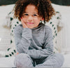 Sweet Bamboo French Terry Jogger and Hoodie Set in Charcoal Chalk Lines Pattern | HONEYPIEKIDS | Kids Boutique Clothing